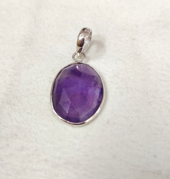 Natural Amethyst Pendant Gift For Her Oval Amethyst Pendant | Etsy