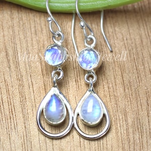 Rainbow Moonstone Earrings, Solid 925 Sterling Silver Earrings, Moonstone Earrings, Girls And Women Earrings, Gemstone Jewelry Gift Jewelry