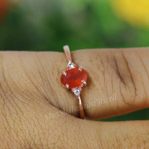 Silver Carnelian Ring, Carnelian Ring, 925 Sterling Silver-Oval Cut Orange Stone Ring, Engagement Ring, Carnelian Crystal Ring, Ring For Her