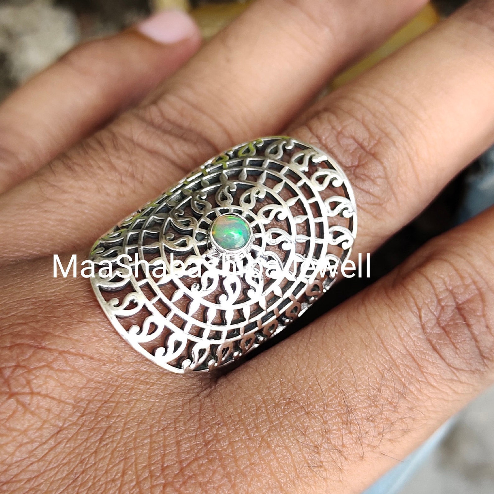 Mandala Ring Solid 925 Sterling Silver Ring Opal Ring Etsy UK