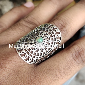 Mandala Ring, Solid 925 Sterling Silver Ring, Opal Ring, Filigree Ring!