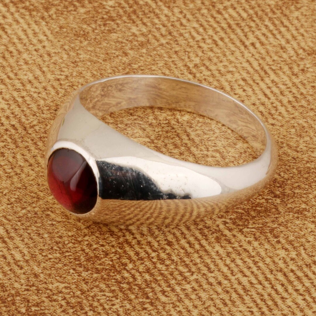 Garnet Signet Ring, Engagement Ring, 925 Sterling Silver Signet Ring ...
