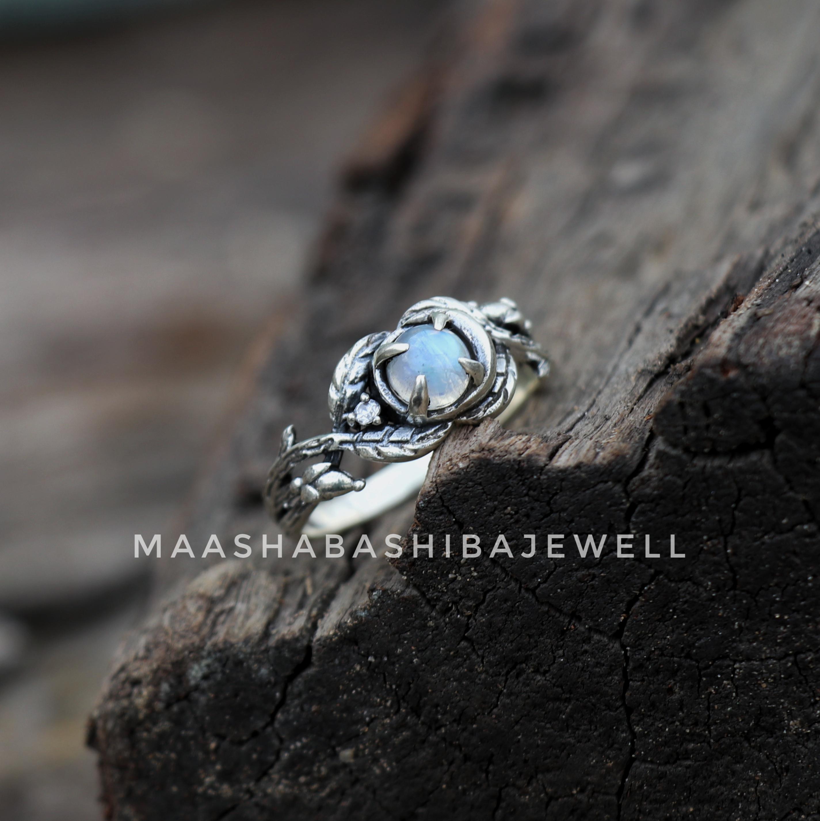 Natural Moonstone Ring – 925 Sterling Silver Handmade Pear Cut Gemstone Jewelry For Women
