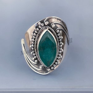 Solide 925 Sterling Silber Grüne Jade Handgemachter Designer Ring, Boho Ring, Grüne Jade Ring, Ring für Frauen, Ehering Ring, Jade Ring