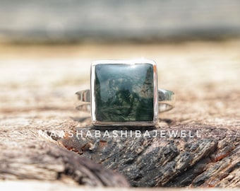Natural Moss Agate Ring, 925 Sterling Silver, Handmade Ring, Green Gemstone Ring, Wedding Ring, Everyday Women Ring, Birthday Gift For Her