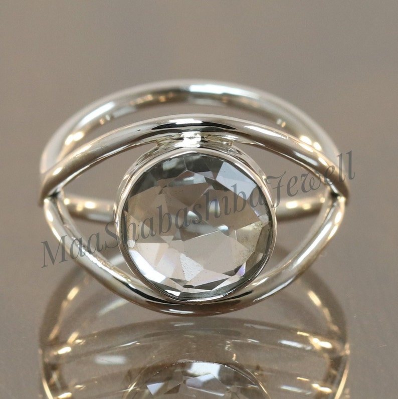 Clear Crystal Quartz Ring Silver Clear Quartz Ring Handmade Etsy
