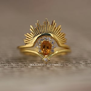 Citrine Sunshine Ring, 18k Gold Plated, 925 Sterling Silver Ring, Handmade Solitaire Ring, Engagement Ring, Anniversary Ring, Gift For Her