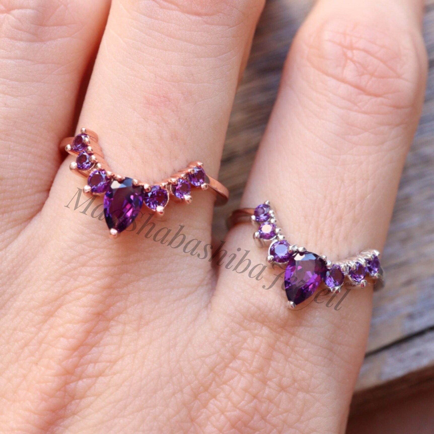 Genuine Amethyst Engagement Ring Amethyst Ring 925 Sterling Etsy