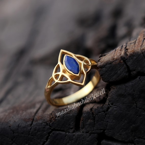 Anello in argento sterling con lapislazzuli fatto a mano