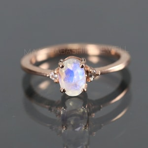 Natural Rainbow Moonstone Ring, Moonstone Ring, Oval Cut Gemstone, 925 Sterling Silver Ring, Engagement Ring, Birthstone Ring, Ring For Her