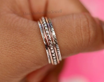 Spinner Ring, Two Tone Fidget Spinner Ring, 925 Sterling Silver Spinner Ring, Worry Anxiety Ring, Meditation Gift Ring, Rings for Women