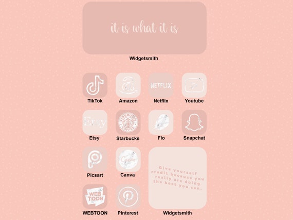 150 Pastel Pink Ios App Icons 4 Ios 14 Widget Photos Ios Etsy