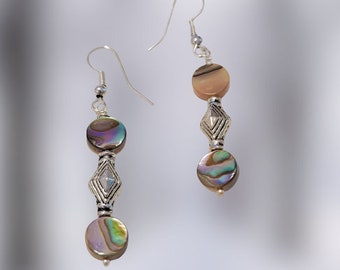 Abalone Shell and silver alloy earring