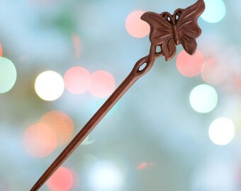 Vintage, hand carved Butterfly Hairpin.