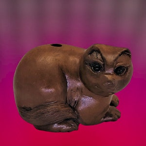 Ojime bead Kitten Sitting, rare find, collectable, vintage hand carved Art object,