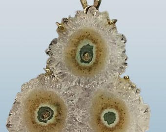 Rare Triple Stalagmite Pendant with Sterling Silver bail.