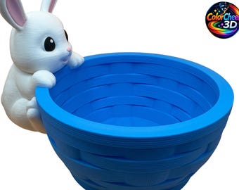 3D Printed Bunny Peek Basket – Easter Bunny Candy Holder – Cute Easter Basket – Kids Easter Gift – Spring Decor