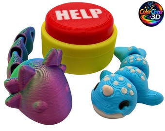 Fidget Toy Bundle – Flexi Narwhal, Axolotl & Random Button | 3D Printed Desk Toy Set | Cute Stress Relief Gift