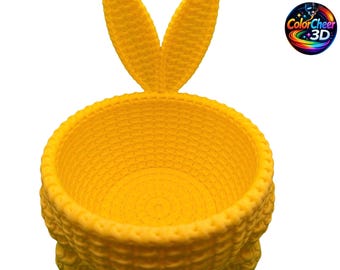 3D Printed Bunny Basket – Woven Easter Candy Holder – Easter Bunny Basket – Kids Easter Basket – Spring Decor