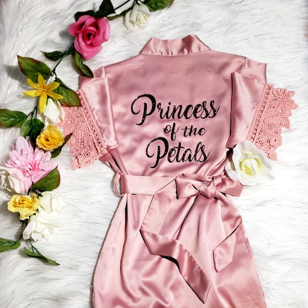Princess of the Petals, Flower Girl Robe, Bridesmaid Robes, Gift, Toddler Robes, Flower Girl Gifts, Baby Robes, Kids Robes, Petal Patrol