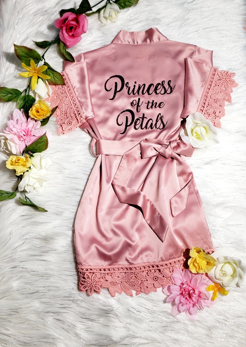 Princess of the Petals, Flower Girl Robe, Bridesmaid Robes, Gift, Toddler Robes, Flower Girl Gifts, Baby Robes, Kids Robes, Petal Patrol image 1