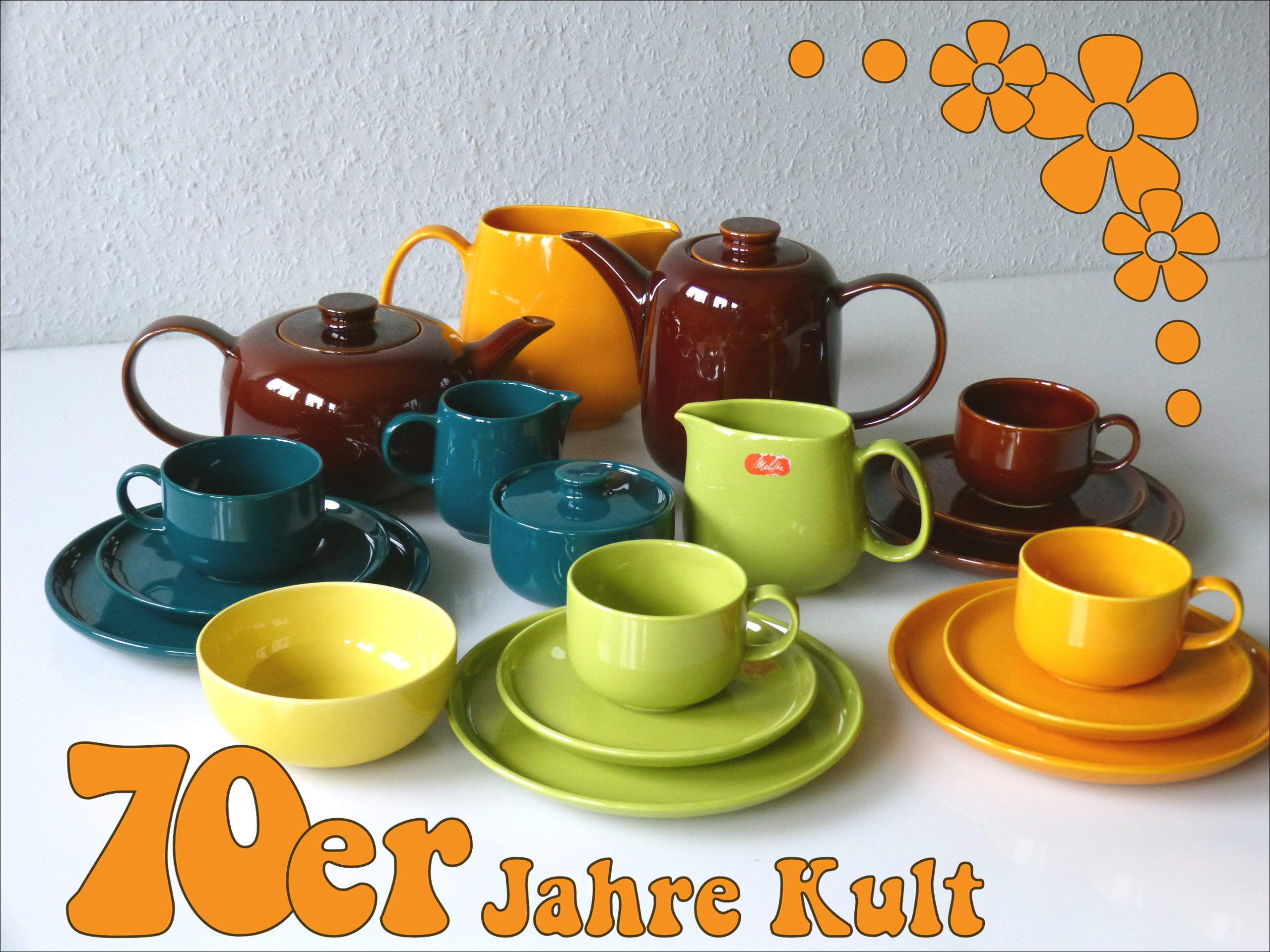 Farbenfrohes Melitta Geschirr der 70er