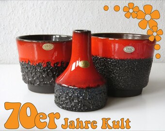 Vintage RUSCHA KERAMIK Red Bottle Vase 811-1 West German Pottery
