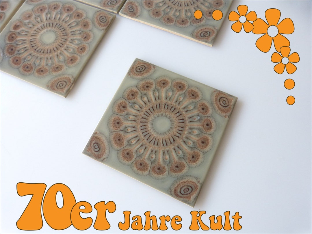 Original 70s Tile With Ornamental Pattern in Grey - Etsy