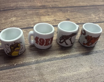 Set Of 4 Miniature Ceramic Mugs 1-1/4"