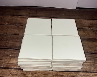 Lot of 40 White Ceramic Tile 4 and quarter by 4 and a quarter inches