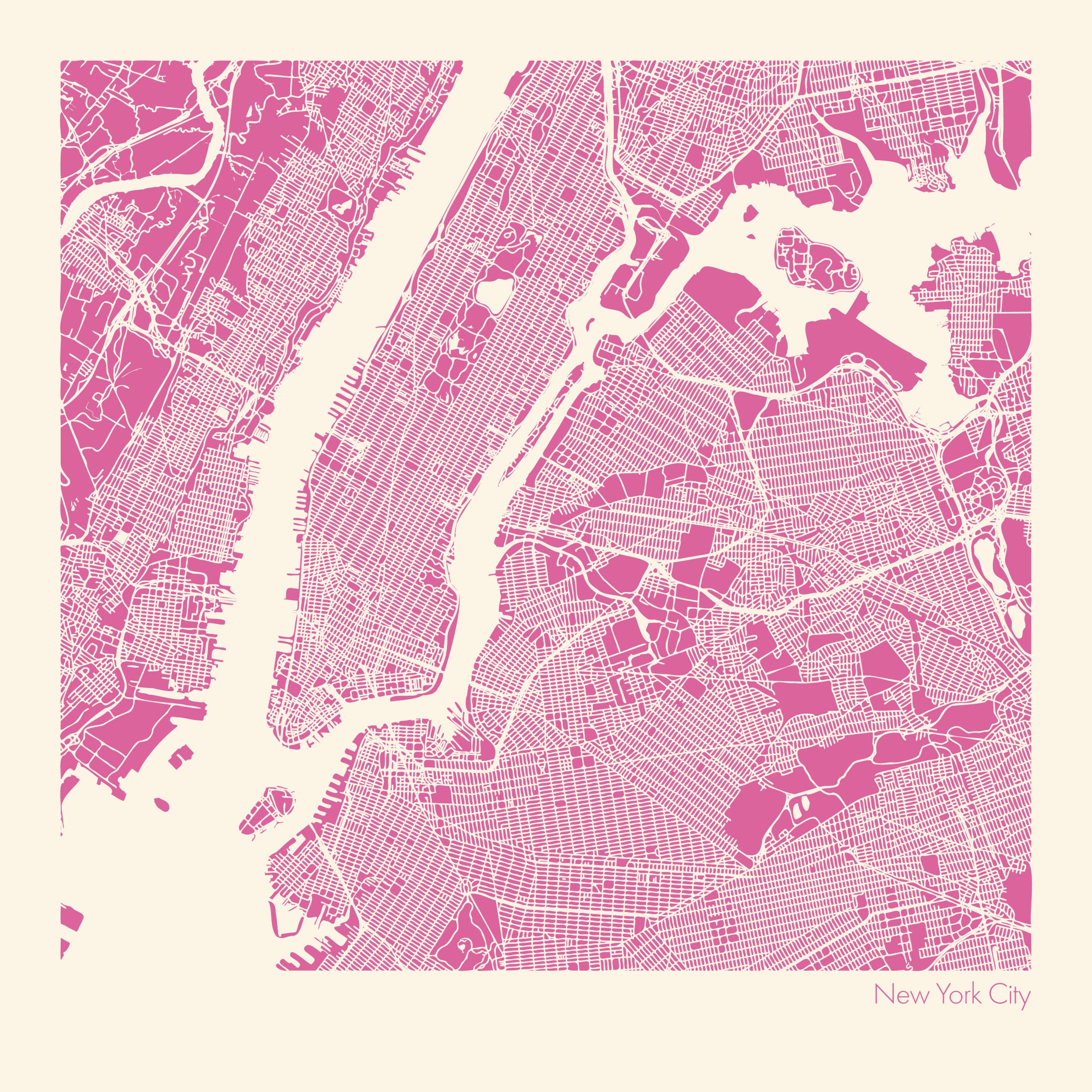 New York City Map Instant Download NYC City Map Art Digital Etsy Hong