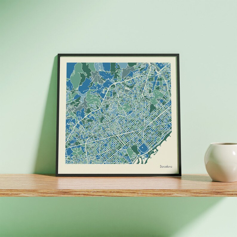 Barcelona City Map Instant Download Barcelona City Map Art Etsy
