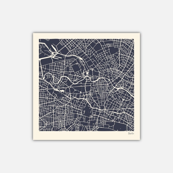Berlin City Map Instant Download, Berlin Map Art, Digital Download Map Wall Art, City Map Poster, Germany Map Art