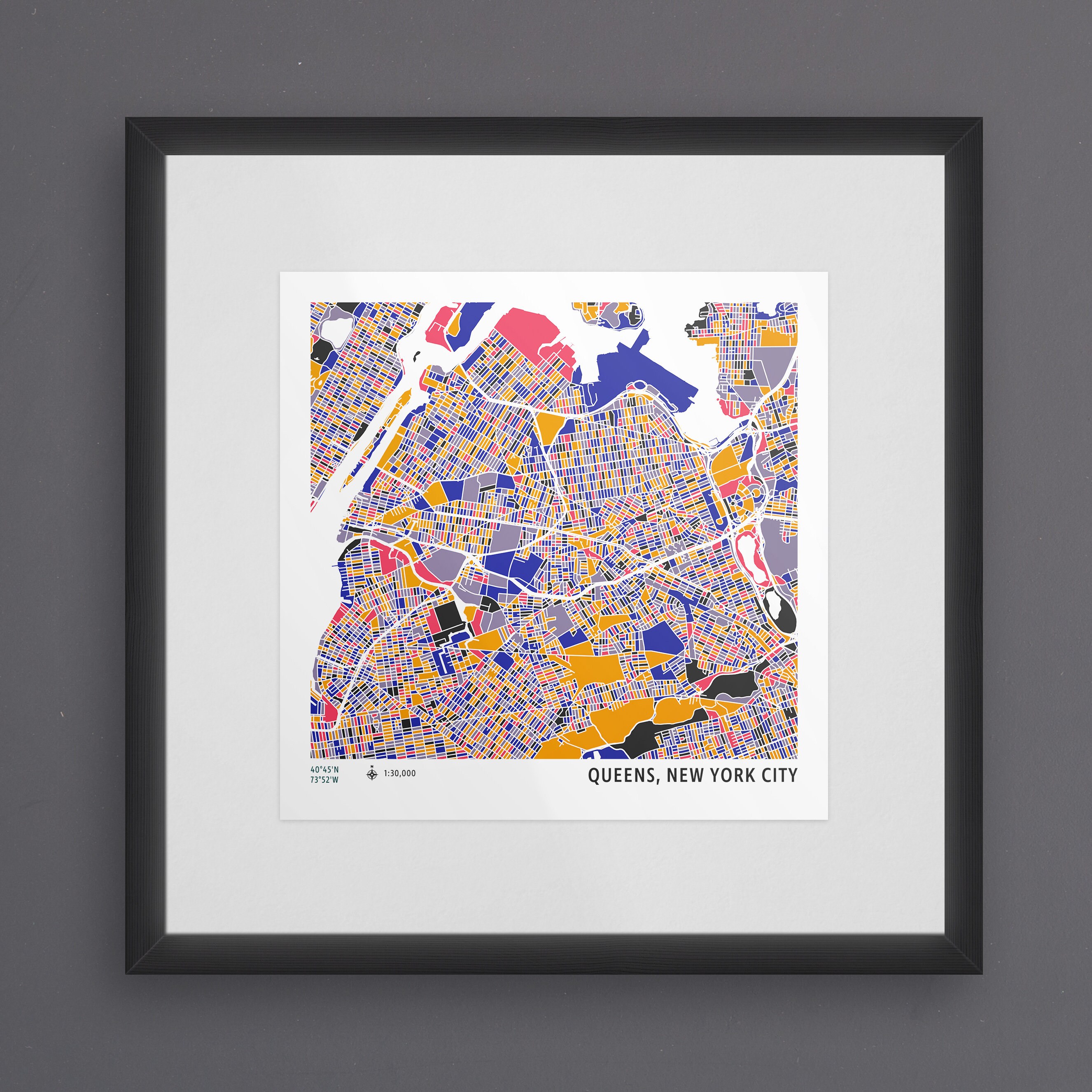 Queens NYC Mosaic Map Instant Download, NYC Map Art, Digital Download 