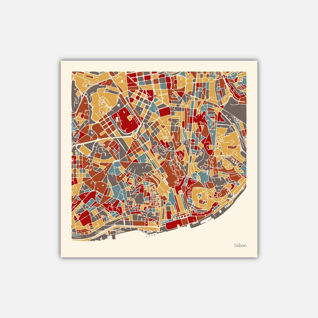 Lisbon City Map Instant Download, Lisbon City Map Art, Digital Download ...