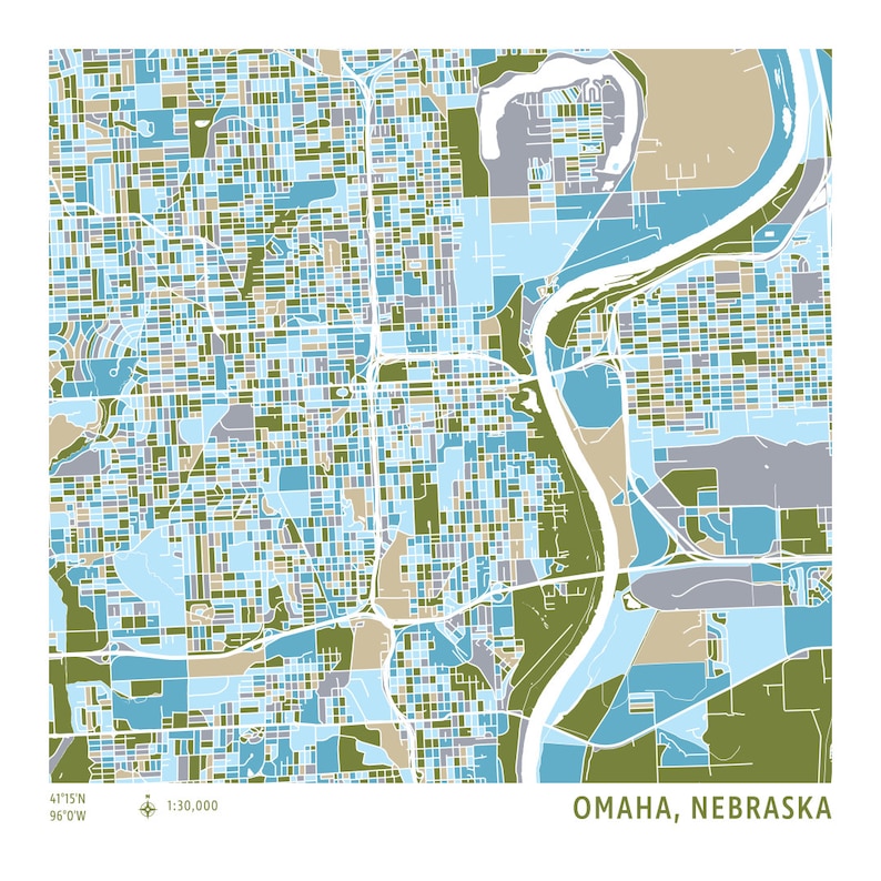 Omaha Map Digital Print Mosaic Map Poster Nebraska Map Art Digital Download Map Wall Art Omaha Nebraska Mosaic Map Instant Download