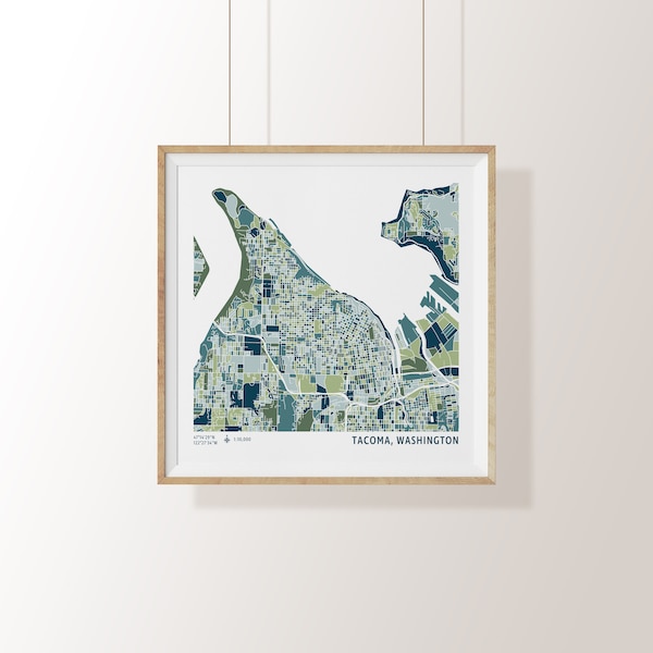 Tacoma Washington Mosaic Map Instant Download, Washington Map Art, Digital Download Map Wall Art, Mosaic Map Poster, Tacoma Map Digital