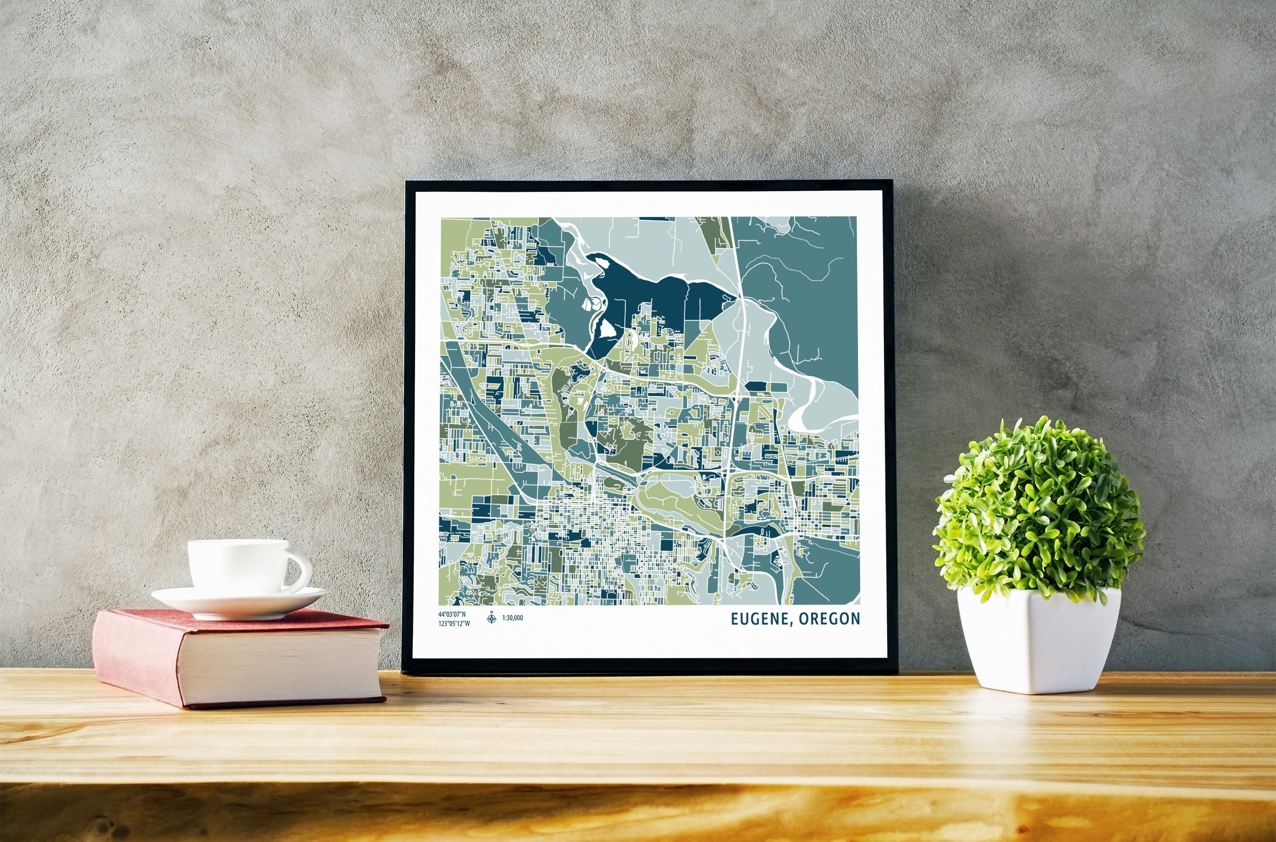 Eugene Oregon Map Eugene Poster Eugene Wall Art Eugene | Etsy
