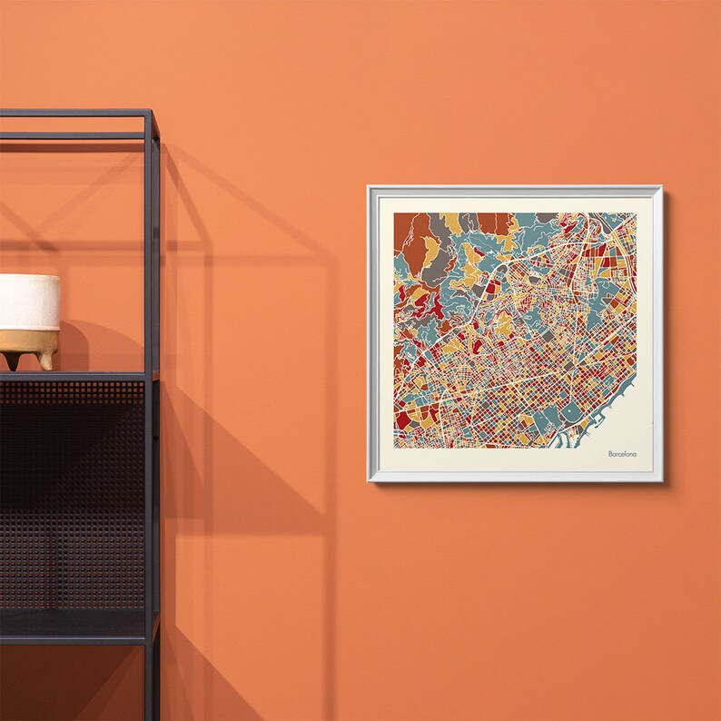 Barcelona City Map Instant Download, Barcelona City Map Art, Digital
