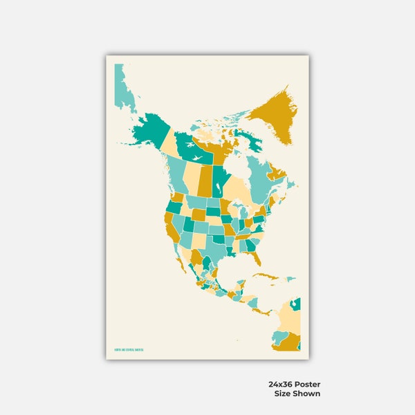 NORTH AMERICA MAP | Instant download map | North America map print poster canvas | North America street | Mosaic Maps