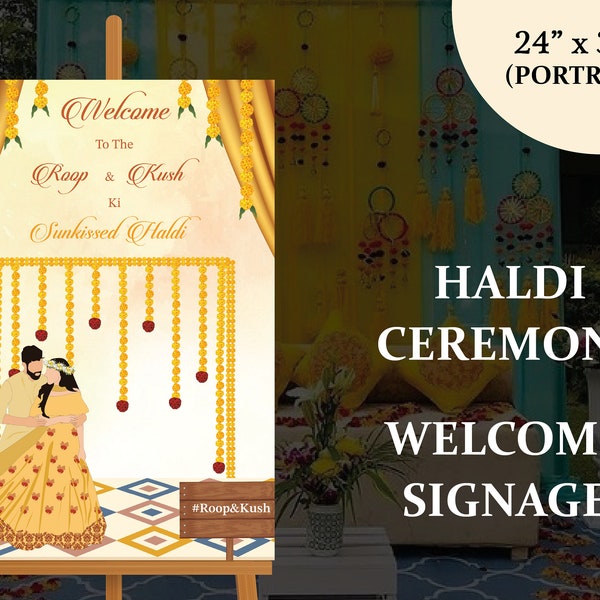 Haldi Ceremony Indian Wedding Signages,  Welcome signs Hindu as Indian Haldi decor, Printable Templates, Instant Download