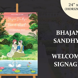 Bhajan Sandhya Welcome Signages,  Welcome signs Hindu as Indian Bhajan Sandhya, Printable Templates, Instant Download