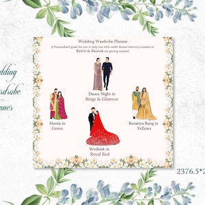 planejador de guarda-roupa de casamento indiano | Guia de código de vestimenta e modelo digital de inspiração para roupas | Download instantâneo