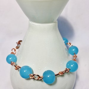 Pretty Handmade Bracelet and Earrings 22-321 Copper & Blue Bead Bracelet and Earring Set