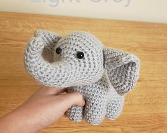 Crocheted Elephant Plushie: Soft Acrylic Yarn Stuffed Animal