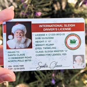 Santa Driver's License, Christmas Gift for Kids, Santa Claus Ornament ID Card, Fun Stocking Stuffer, Christmas Card, Holiday Decor, Kids Toy