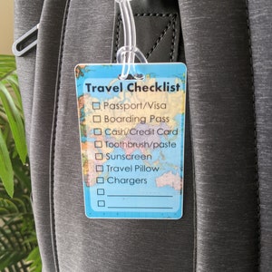 Travel Checklist Luggage Tag, Packing List Travel Planner, Personalized Luggage Tag, Custom Bag Tag, Vacation To Do List, Trip Check List