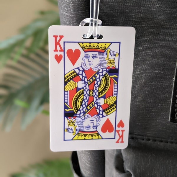 Playing Card Luggage Tag, King of Hearts bag tag, Fun Travel Accessories, Fathers Day Gift, PERSONALIZED Luggage Tags, Ace of Spades Bag Tag