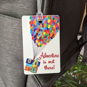 Adventure is out there LUGGAGE TAG, Personalized Bag Tag, Custom label suitcase, Travel Accessories, Gift for Kids, Gift for Traveler, Up