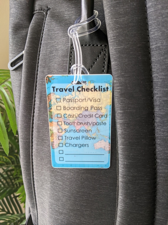 Travel Checklist Luggage Tag, Packing List Travel Planner, Personalized Luggage Tag, Custom Bag Tag, Vacation To Do List, Trip Check List